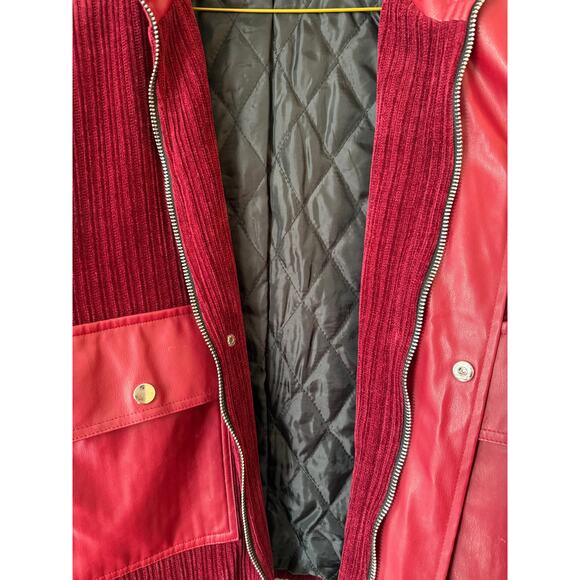 Cider Cool Girl Leather Patchy Jacket, Red Size S - Picture 6 of 7